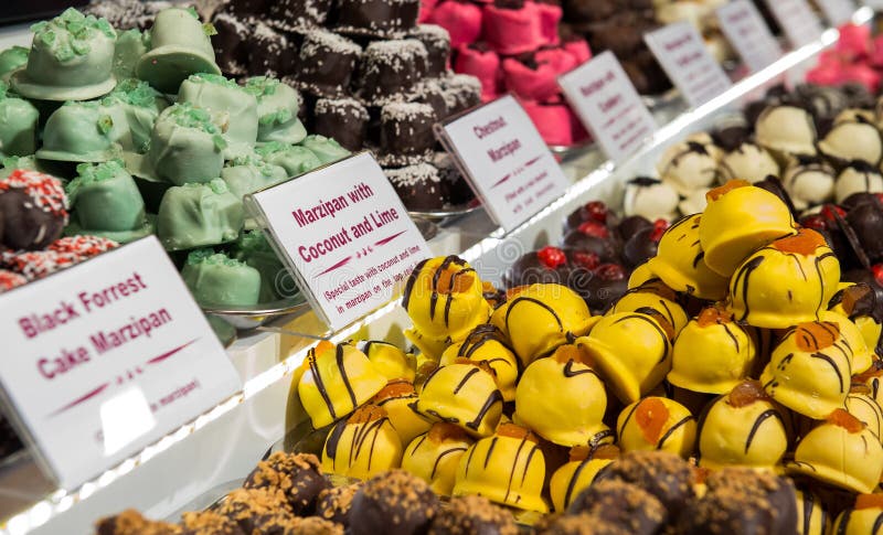 Selection of delicious homemade sweets, confectionery, on display in Edinburgh during christmas market. Selection of delicious homemade sweets, confectionery, on display in Edinburgh during christmas market