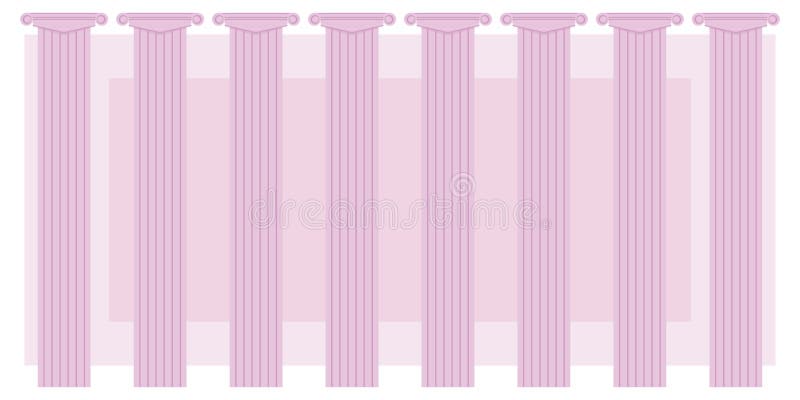 Série clássica oito das colunas da cor cor-de-rosa em um fundo dos announcemen gregos do fundo do teatro da ilustração cor-de-ros ilustração royalty free Série clássica oito das colunas da cor cor-de-rosa em um fundo dos announcemen gregos do fundo do teatro da ilustração cor-de-ros ilustração royalty free