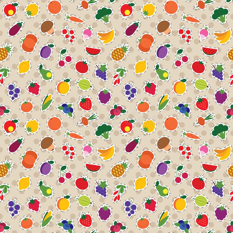 Série de fruits et légumes sans soucis illustration de vecteur Série de fruits et légumes sans soucis illustration de vecteur