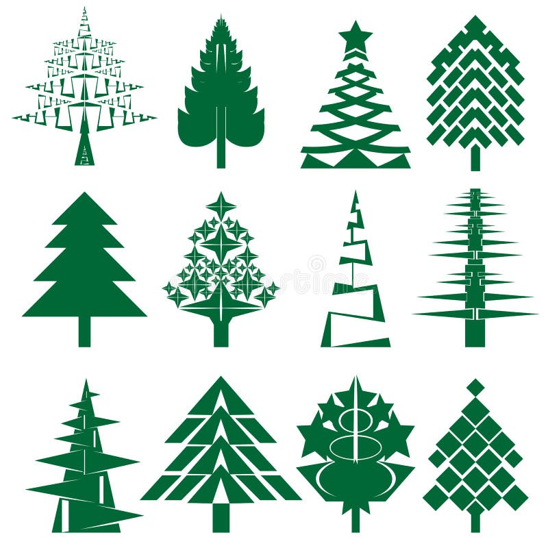 Série verde da árvore de Natal ilustração do vetor Série verde da árvore de Natal ilustração do vetor