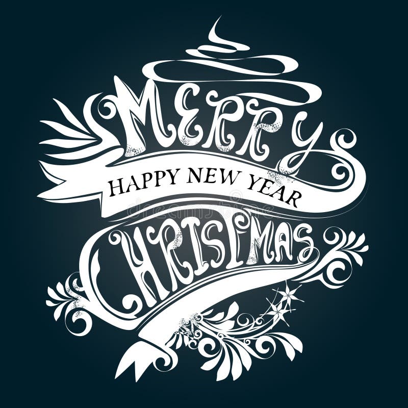 Símbolo branco do projeto do Feliz Natal da tipografia ilustração royalty free Símbolo branco do projeto do Feliz Natal da tipografia ilustração royalty free