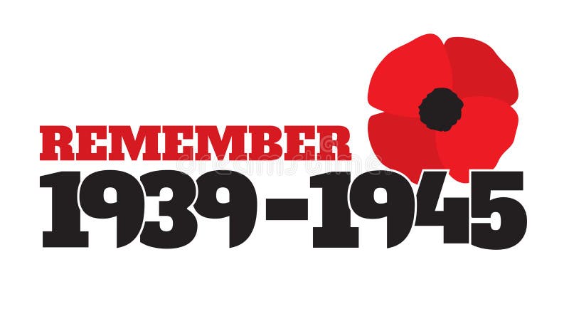 Símbolo conmemorativo de la Segunda Guerra Mundial con las fechas, amapolas stock de ilustración Símbolo conmemorativo de la Segunda Guerra Mundial con las fechas, amapolas stock de ilustración