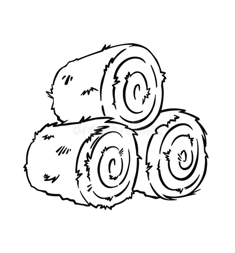 Baled hay bales outline symbol. vector. Baled hay bales outline symbol. vector