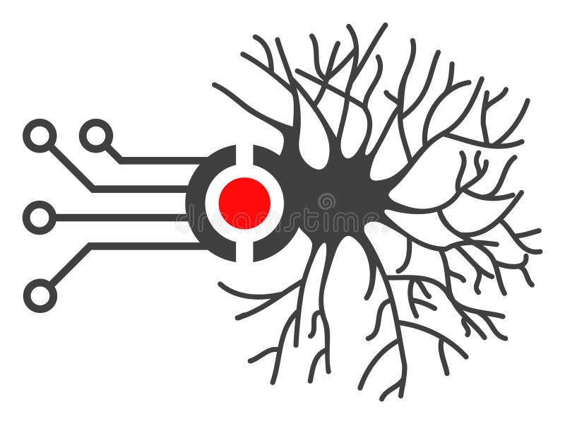 Símbolo de icono de conexión neural digital vectorial stock de ilustración