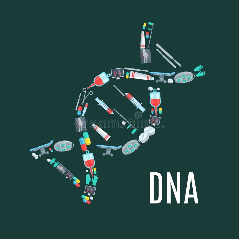 Símbolo de la DNA, cartel médico de la medicina de la cirugía stock de ilustración Símbolo de la DNA, cartel médico de la medicina de la cirugía stock de ilustración