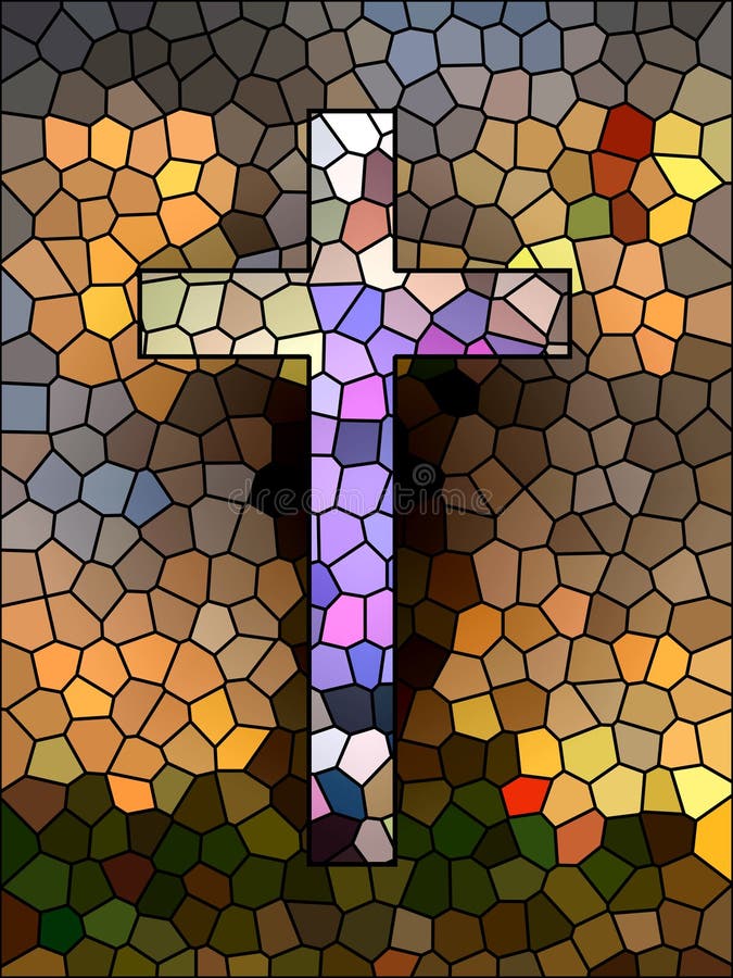 Símbolo de la fe. Cruz del vitral. ilustración del vector Símbolo de la fe. Cruz del vitral. ilustración del vector