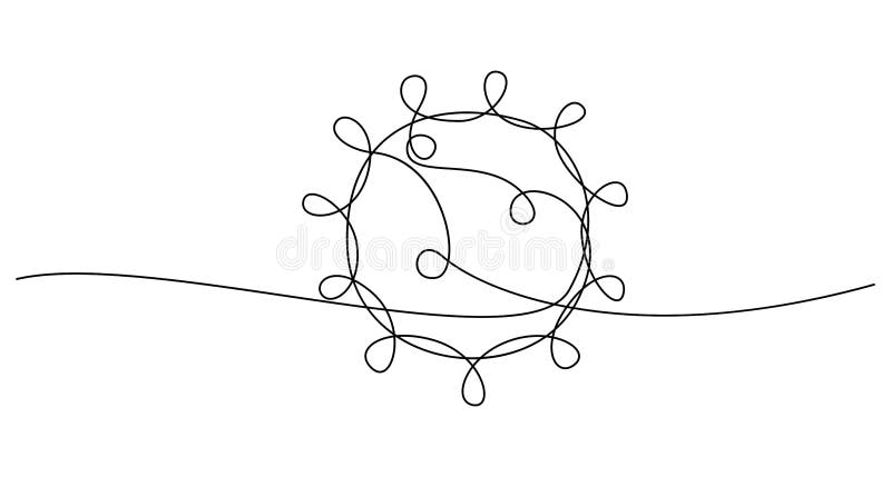 Símbolo de linha contínua covid19. conceito coronavírus vírus silhoule corona virus inscrição uma única linha numa