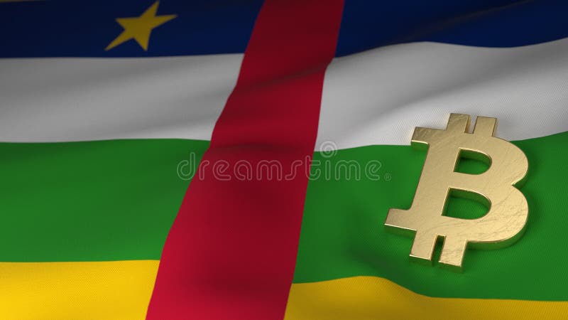 Símbolo de moneda de Bitcoin en la bandera de la República Centroafricana ilustración del vector Símbolo de moneda de Bitcoin en la bandera de la República Centroafricana ilustración del vector