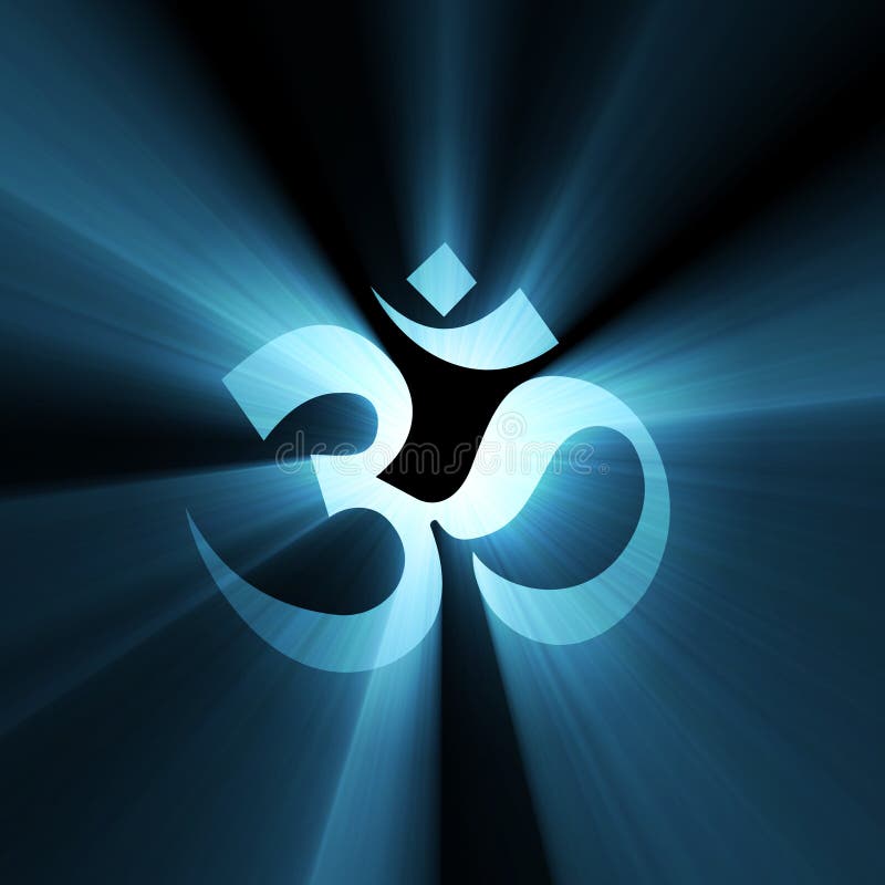 Símbolo de OM con la flama ligera stock de ilustración Símbolo de OM con la flama ligera stock de ilustración
