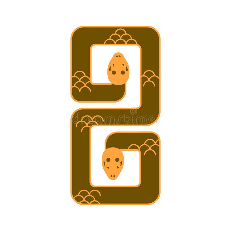Símbolo de serpiente con cabeza doble. elemento de diseño geométrico moderno de animales serpentinos forma curvada creativa estili libre illustration
