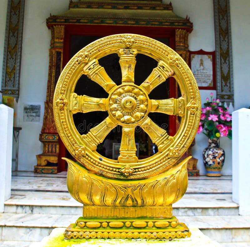 Símbolo de Thammachak do ouro do Buddhism