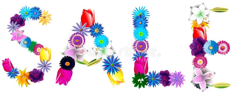 Símbolo decorativo hermoso de la venta de flores multicoloras ilustración del vector Símbolo decorativo hermoso de la venta de flores multicoloras ilustración del vector