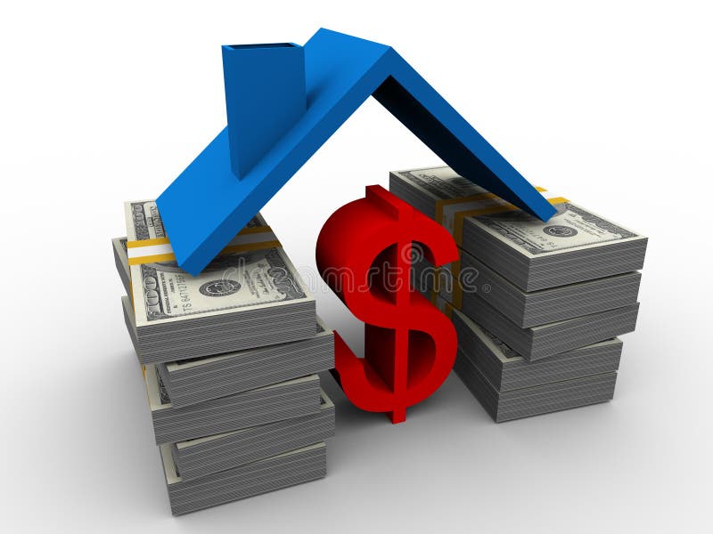 Símbolo del dólar bajo la azotea ilustración del vector Símbolo del dólar bajo la azotea ilustración del vector