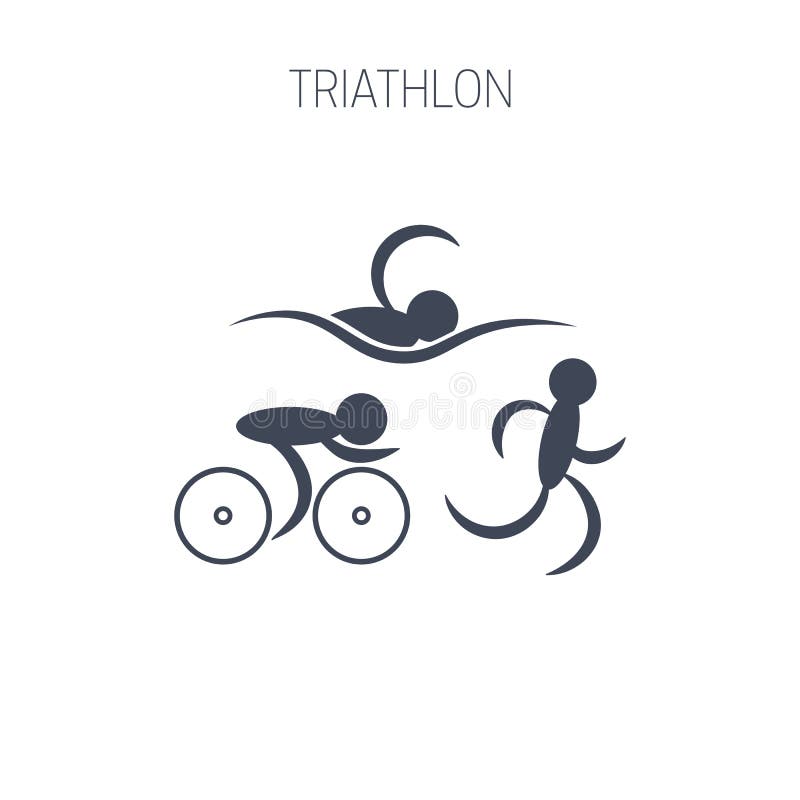 Símbolo del Triathlon - hombres del funcionamiento, de la natación y del ciclo ilustración del vector Símbolo del Triathlon - hombres del funcionamiento, de la natación y del ciclo ilustración del vector