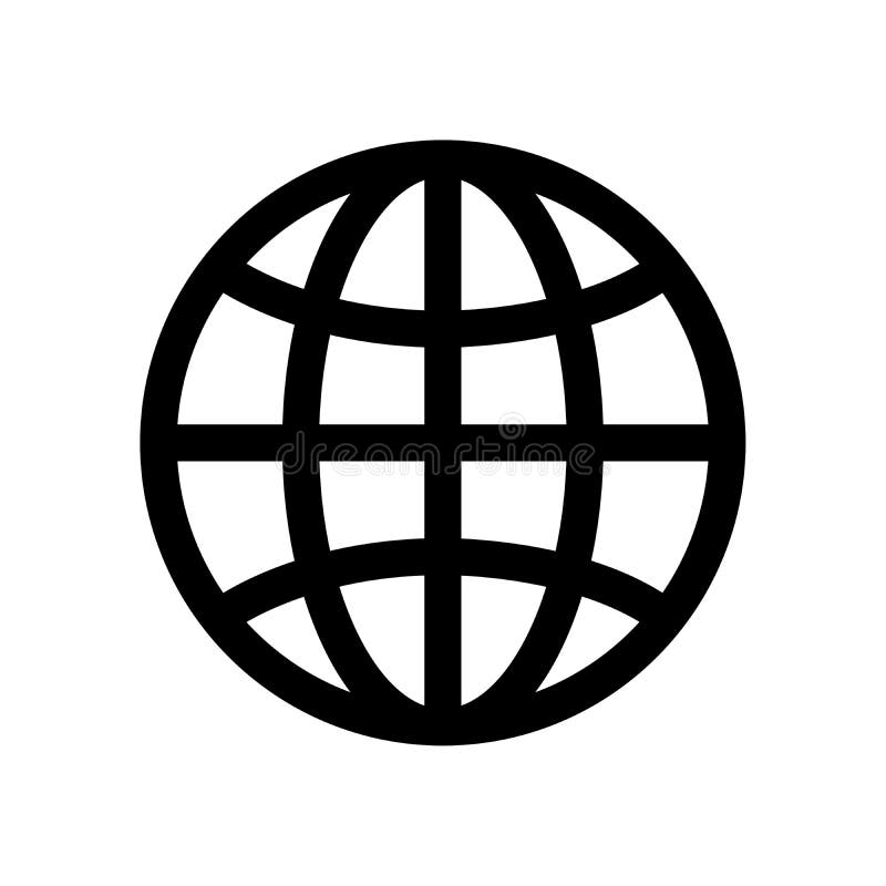 Símbolo do globo Sinal da terra do planeta ou do navegador de Internet Elemento do projeto moderno do esboço Ícone liso preto sim