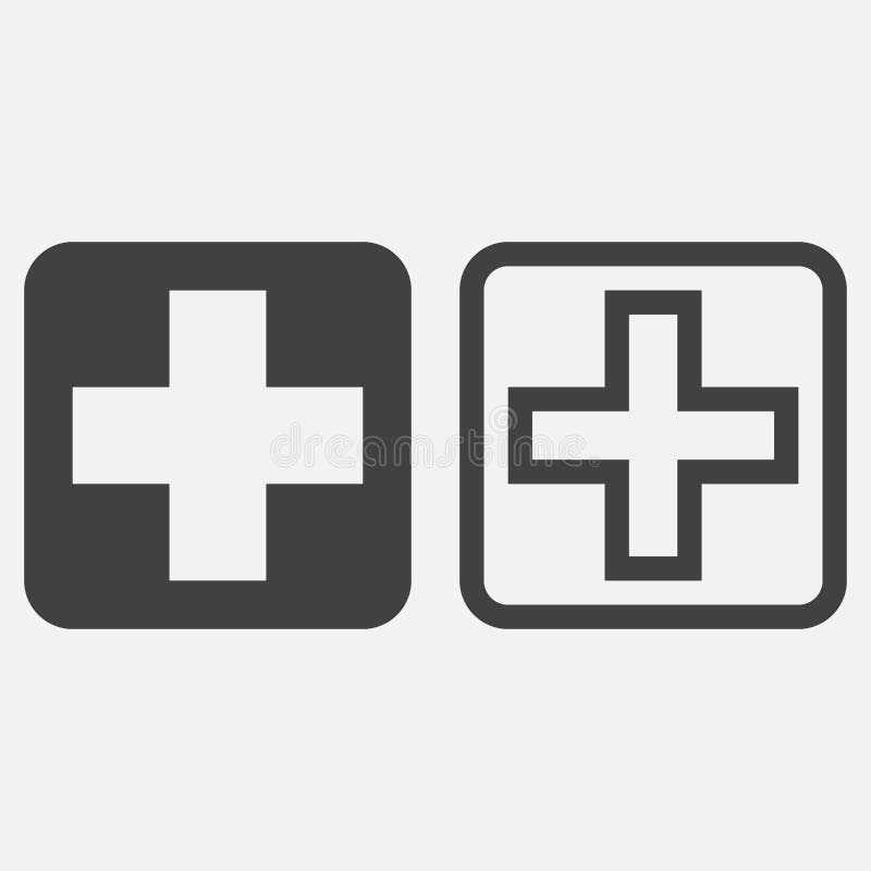 Símbolo do hospital, vetor transversal do ícone isolado no branco ilustração do vetor Símbolo do hospital, vetor transversal do ícone isolado no branco ilustração do vetor