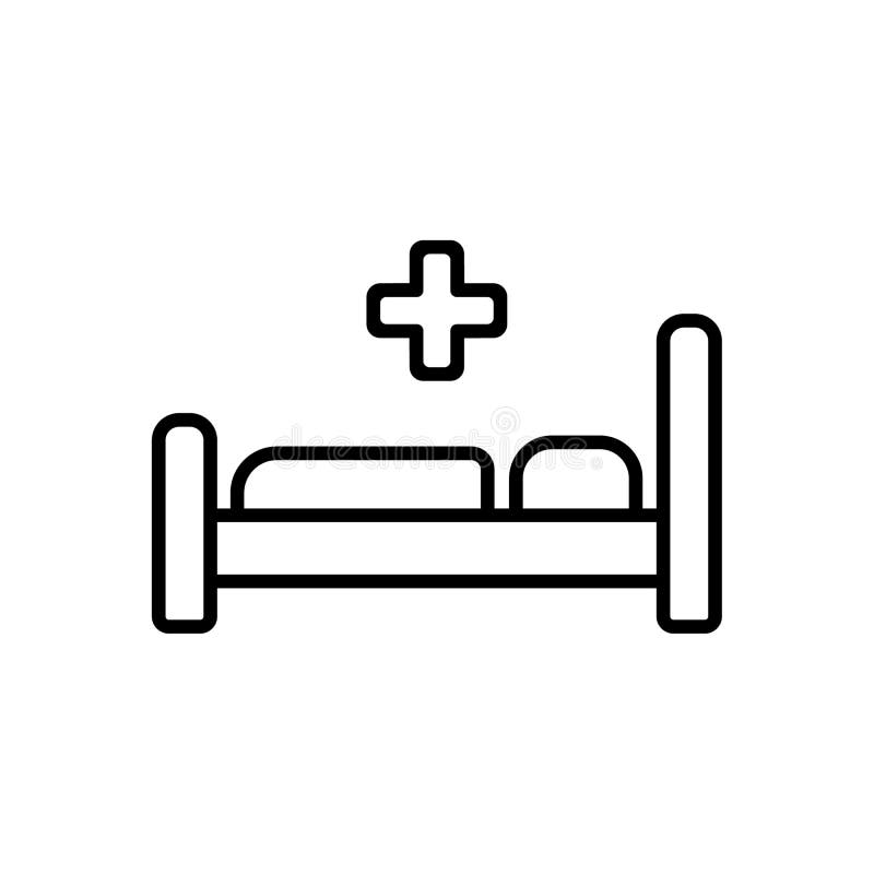 Símbolo do ícone da cama de hospital Ilustração lisa do vetor ilustração royalty free Símbolo do ícone da cama de hospital Ilustração lisa do vetor ilustração royalty free