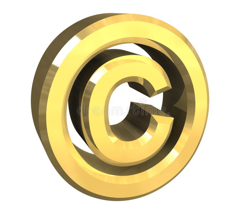 Símbolo de copyright em dourado (3d) ilustração do vetor