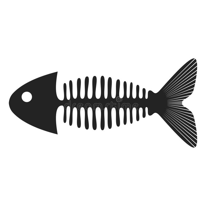 S?mbolo esquel?tico de los pescados en el icono negro, silueta de la espina de pez ilustración del vector S?mbolo esquel?tico de los pescados en el icono negro, silueta de la espina de pez ilustración del vector