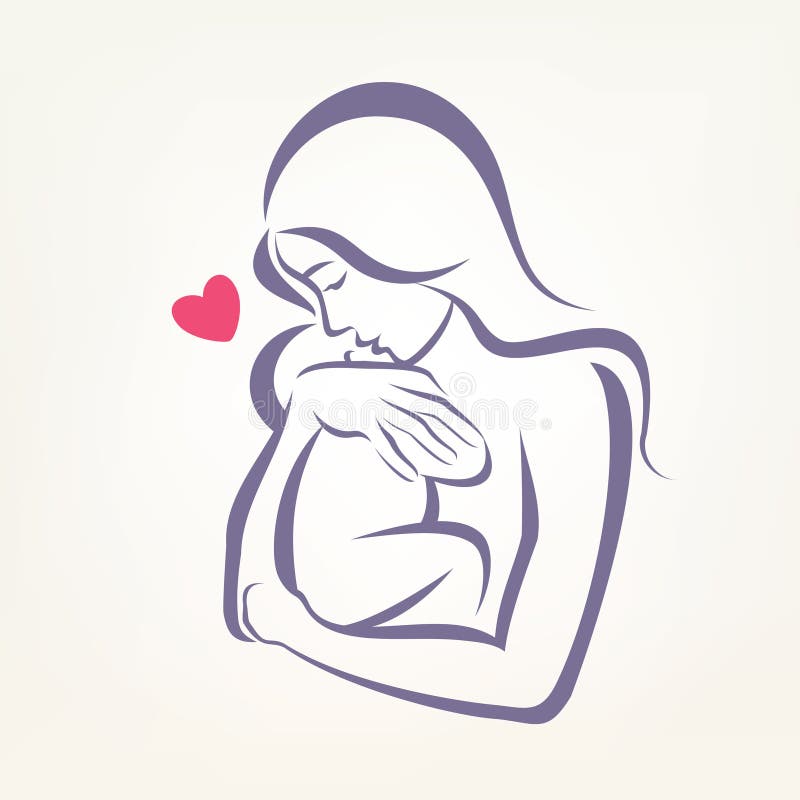 Símbolo estilizado do vetor da mamã e do bebê