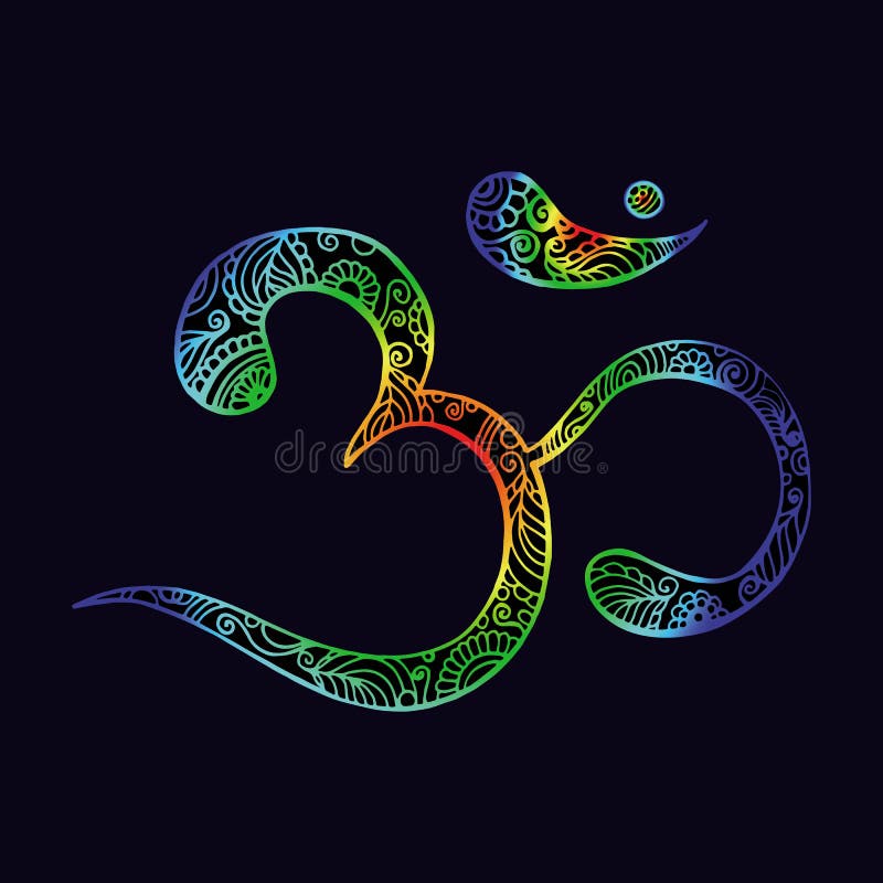 Símbolo exhausto del ohmio de la mano, muestra espiritual OM de Diwali del indio con los altos detalles aislados Bosquejo del mon stock de ilustración Símbolo exhausto del ohmio de la mano, muestra espiritual OM de Diwali del indio con los altos detalles aislados Bosquejo del mon stock de ilustración