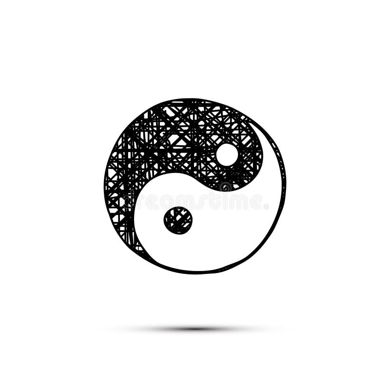 Símbolo handdrawn de yin-Yang do vetor isolado no branco ilustração royalty free