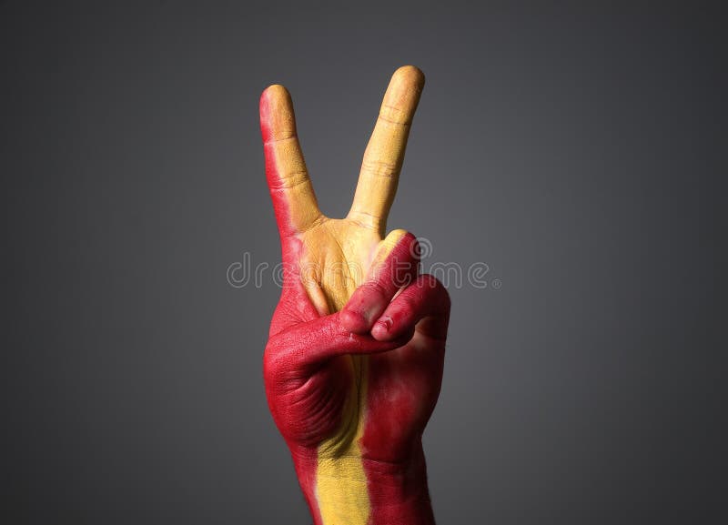 Símbolo pintado a mano de España del indicador de la victoria fotografía de archivo Símbolo pintado a mano de España del indicador de la victoria fotografía de archivo
