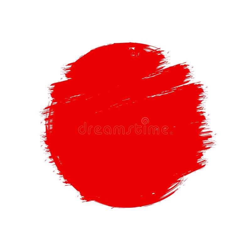 Símbolo rojo del sol del grunge del estilo asiático de la bandera de Japón aislado en el fondo blanco
