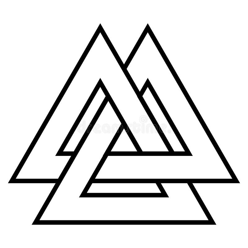 Símbolo valknut triángulo logo vikingage símbolo de la edad nuca celta icono vector del tatuaje triangular