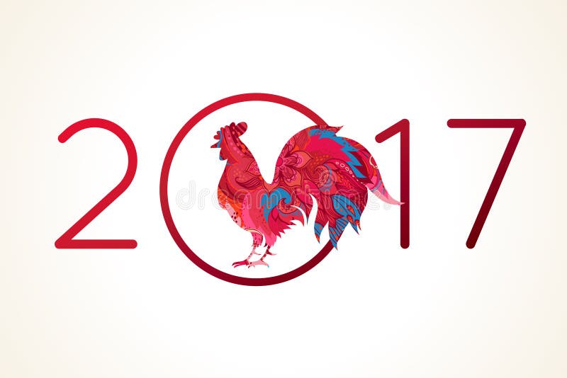 Símbolo vermelho do galo de 2017 ilustração do vetor Símbolo vermelho do galo de 2017 ilustração do vetor