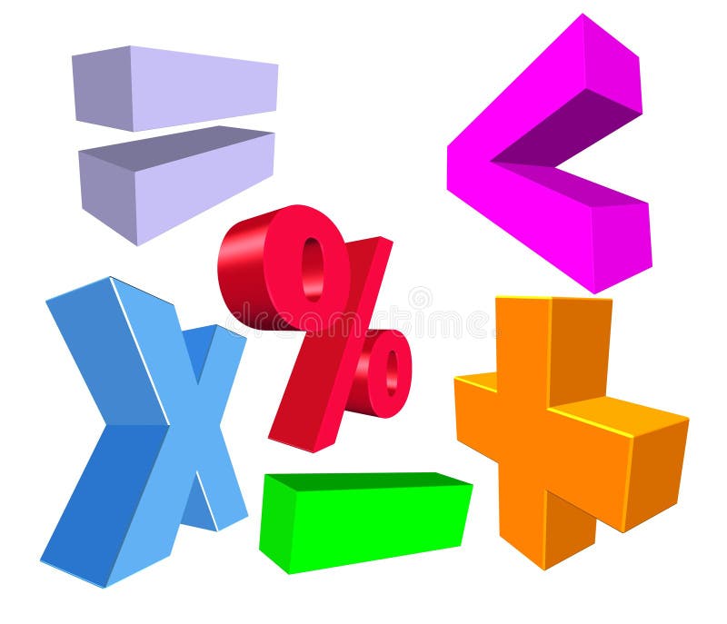símbolos da matemática 3D ilustração stock símbolos da matemática 3D ilustração stock