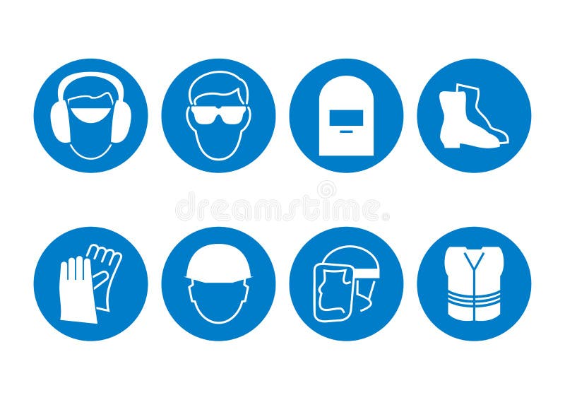 Símbolos de Segurança na Construção ilustração do vetor