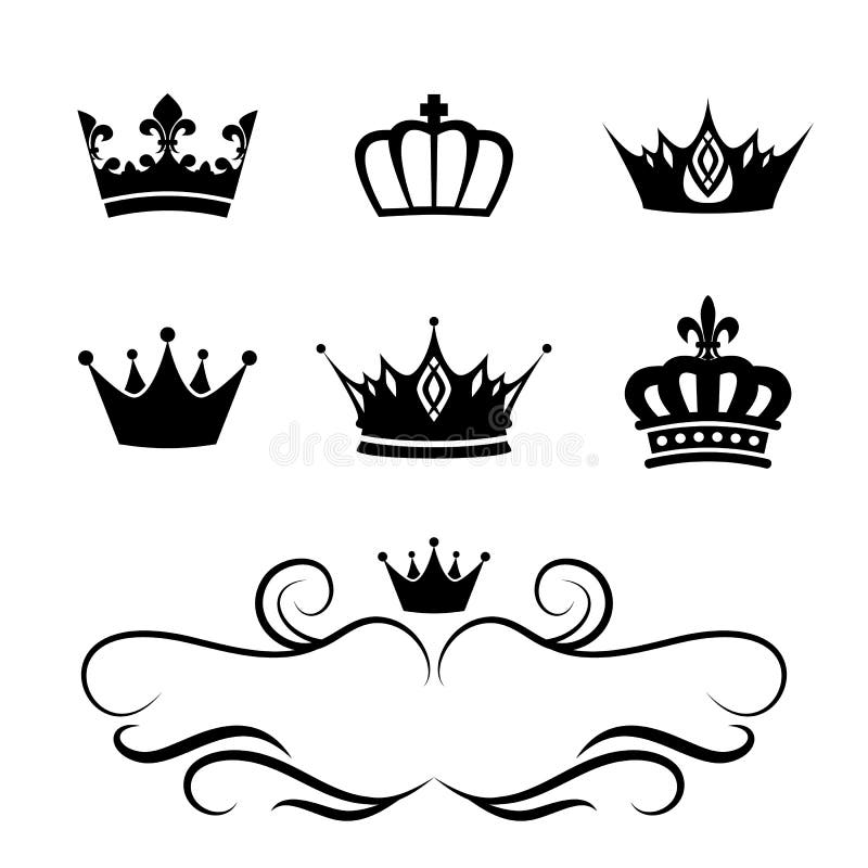 Símbolos de la silueta de la corona stock de ilustración Símbolos de la silueta de la corona stock de ilustración