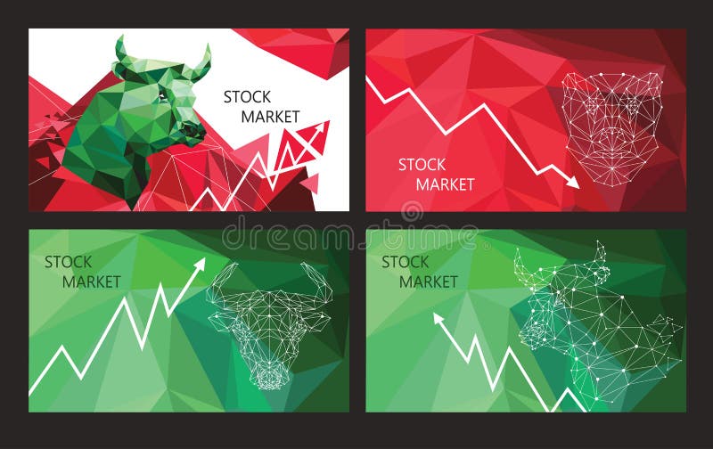 Símbolos de la tendencia del mercado de acción Sistema de banderas horizontales stock de ilustración Símbolos de la tendencia del mercado de acción Sistema de banderas horizontales stock de ilustración