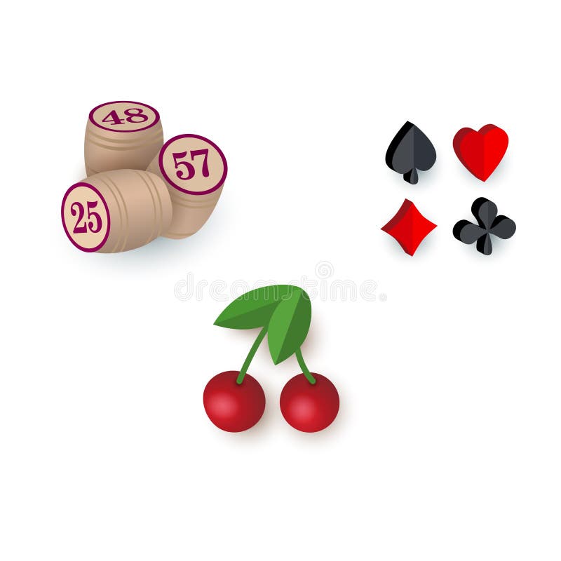 Símbolos del casino - trajes, barriletes del bingo, cereza del bote libre illustration Símbolos del casino - trajes, barriletes del bingo, cereza del bote libre illustration