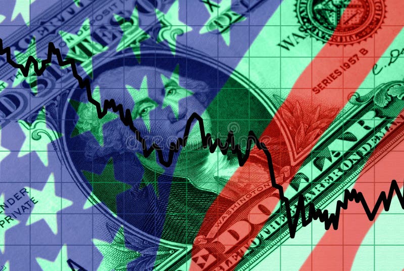 Símbolos Financeiros Vermelho, Branco e Azul imagem de stock