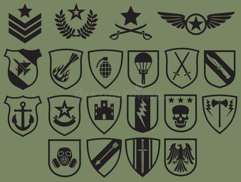 símbolos militares ícones do exército emblemas da coleção de armas