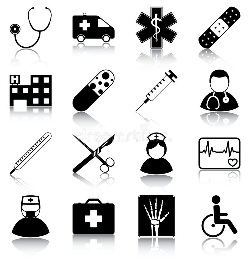 16 medical related vector silhouettes. 16 medical related vector silhouettes.