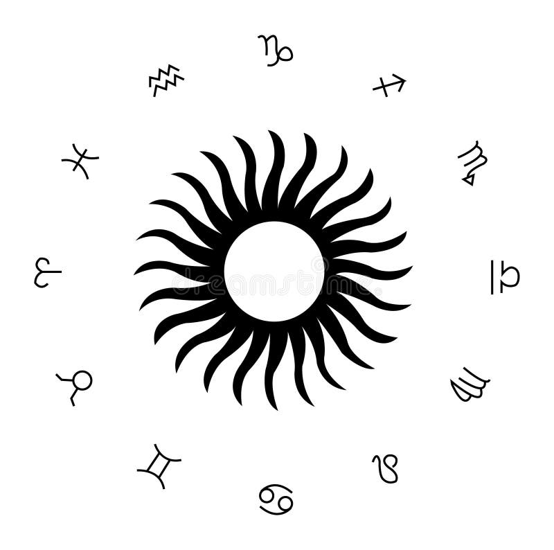 Símbolos occidentales de la astrología con el sol libre illustration Símbolos occidentales de la astrología con el sol libre illustration