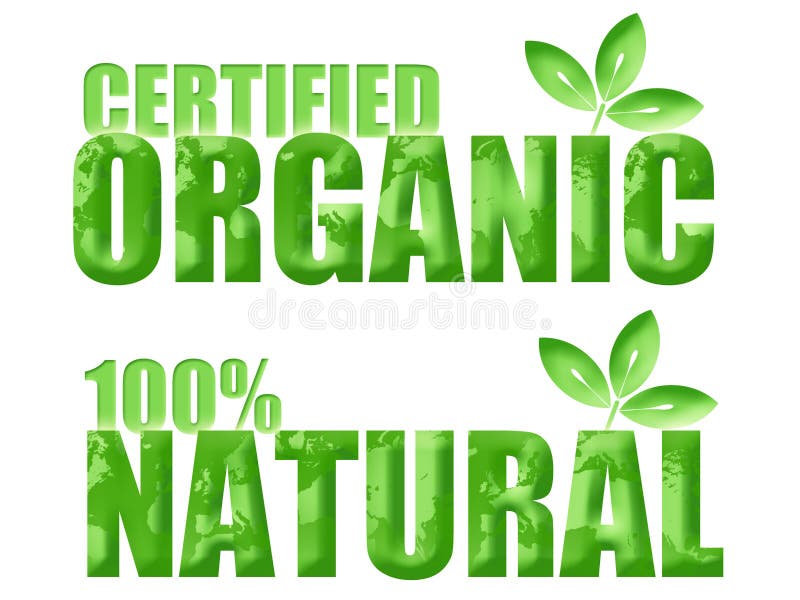 Símbolos orgânicos e naturais certificados ilustração do vetor Símbolos orgânicos e naturais certificados ilustração do vetor