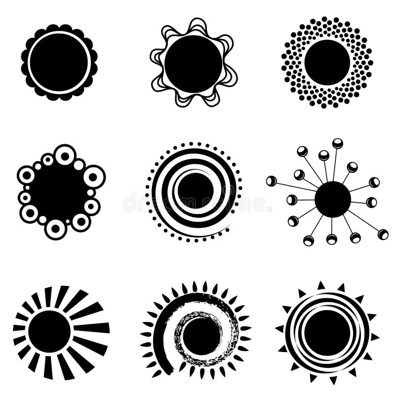 Símbolos do sol negro ilustração royalty free