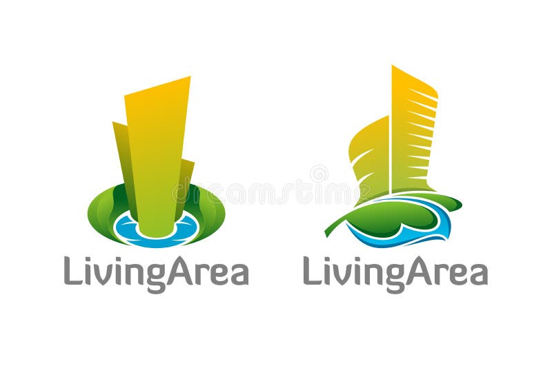 Símbolos saudáveis dos logotipos do vetor da área habitável ilustração stock Símbolos saudáveis dos logotipos do vetor da área habitável ilustração stock