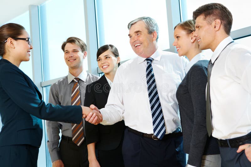 Parceiros a apertar as mãos fotos de stock
