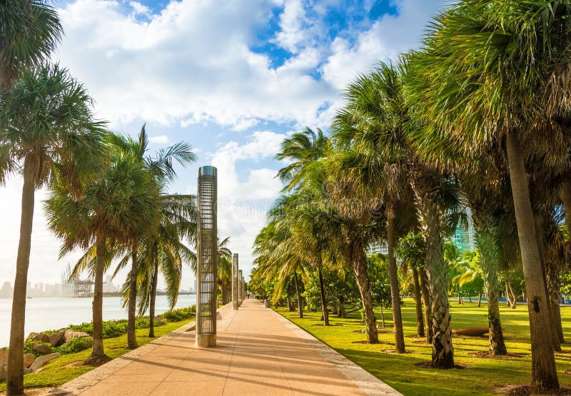 Södra Pointe parkerar i Miami Beach arkivbild Södra Pointe parkerar i Miami Beach arkivbild