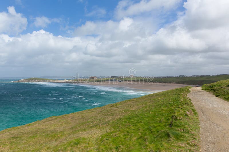 Södra västkustenbanaFistral strand Newquay norr Cornwall UK arkivbild Södra västkustenbanaFistral strand Newquay norr Cornwall UK arkivbild