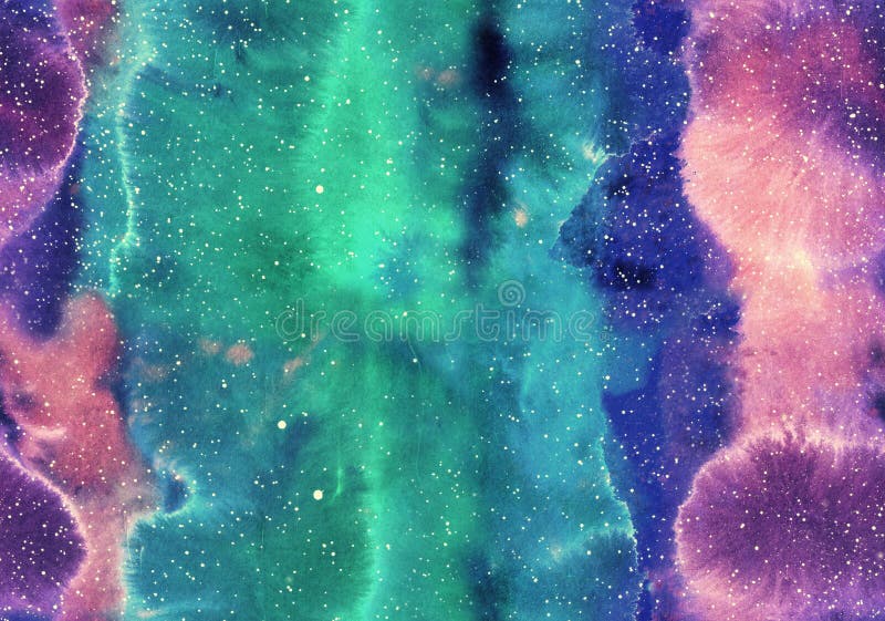 Sömlös bakgrund för vattenfärg med den abstrakta galaxen royaltyfri illustrationer