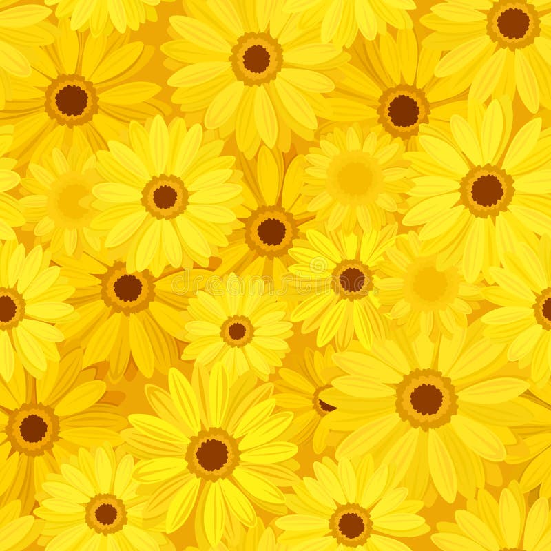 Vector seamless background with yellow gerbera flowers. Vector seamless background with yellow gerbera flowers.