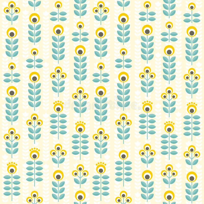 Sömlös blom- modell, guling och kricka stock illustrationer Sömlös blom- modell, guling och kricka stock illustrationer