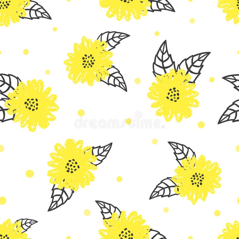 Sömlös blom- modell med gula blommor stock illustrationer Sömlös blom- modell med gula blommor stock illustrationer