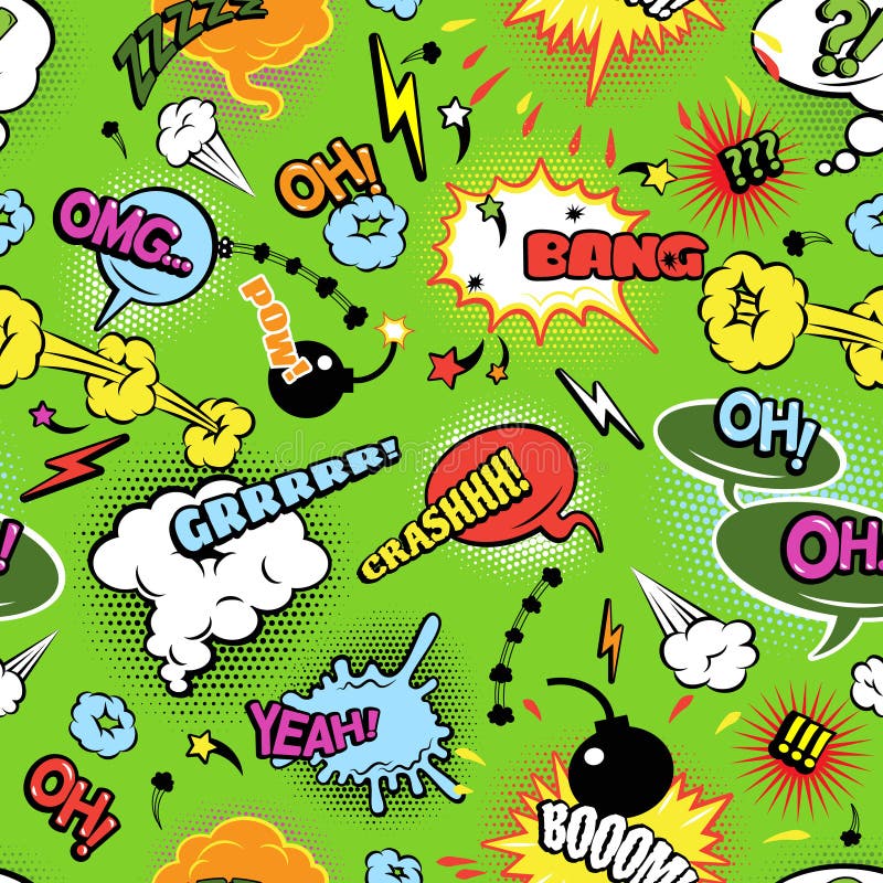 Sömlös bubblamodell för färgrika komiker stock illustrationer Sömlös bubblamodell för färgrika komiker stock illustrationer